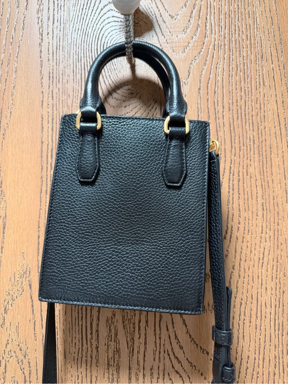 Tory Burch Black Pebbled Leather Mini Tote